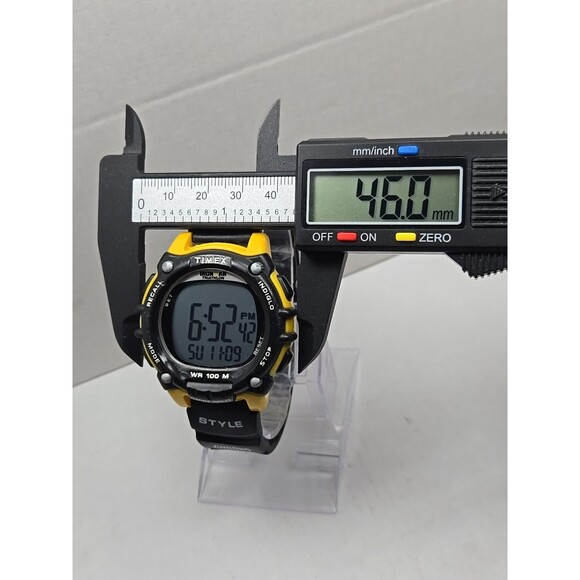 Timex Ironman Triathlon Flix Digital Yellow Black 100M Indiglo New Battery Watch - Picture 5 of 11